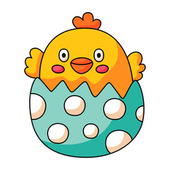 Newborn chick hatch from shell and egg icon.