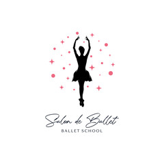 Silhouette of a girl dancing on white background logo design