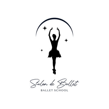 ballet dance illustration logo on white background logo design template