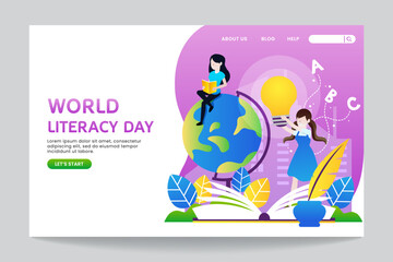 illustration of literacy day landing page