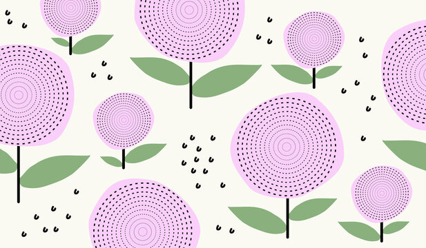 Purple Cute Flower Pattern Background Vector Design