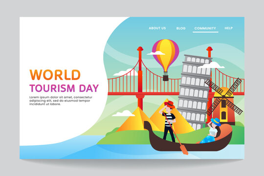illustration of world tourism day landing page