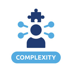 Complexity icon. Complex problem solution symbol isolated on white background.