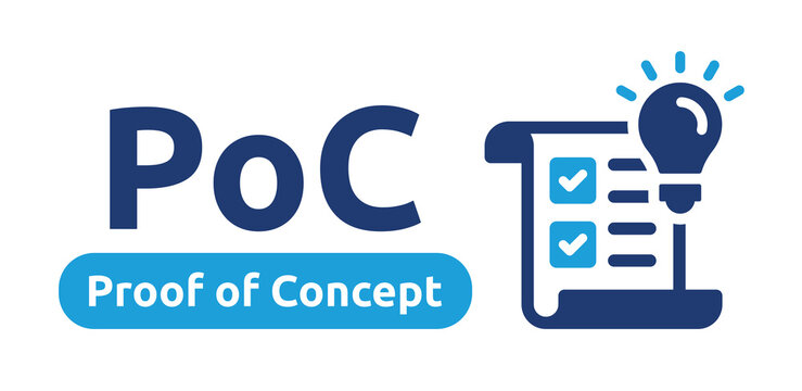 POC - Proof of Concept acronym banner. Business plan, product idea symbol vector illustration.