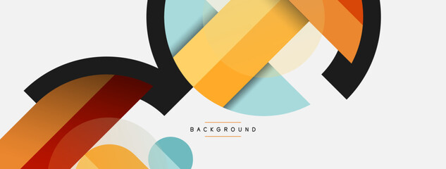 Geometric shapes composition abstract background. Circles lines and rectangles. Vector illustration for wallpaper banner background or landing page