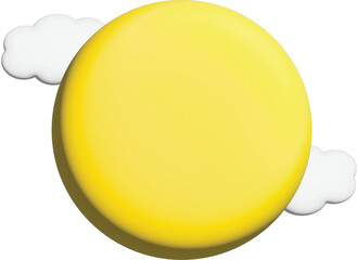 Sunny and clouds 3d style isolated PNG file.