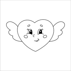 Coloring book page for kids. cartoon character. Vector illustration. Black contour silhouette. Isolated on white background. Valentine's Day.