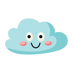 Cute cartoon kawaii white blue cloud