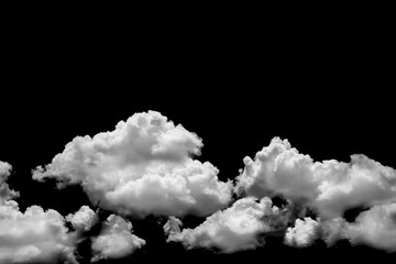 White clouds isolated on black background, clouds set on black