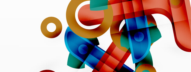 Minimalist geometric abstract background. Lines, circles with shadow effects composition wallpaper design