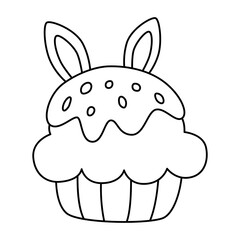 Easter cupcake with bunny ears drawing
