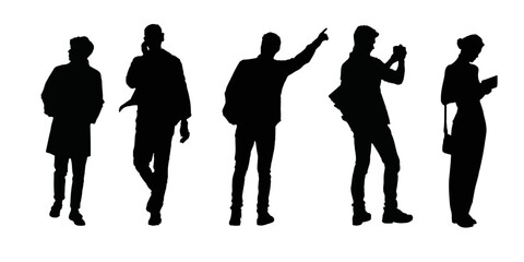 people silhoutte group in the white background