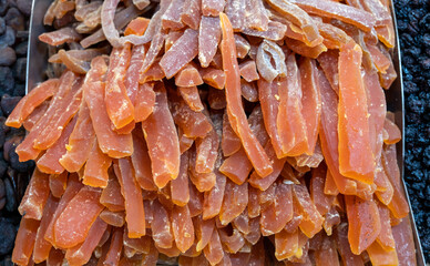 Dried papaya for sale at the city farmers market