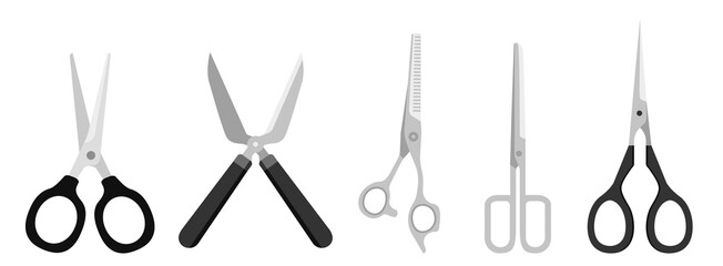 Collection set of isolated cartoon scissors object - obrazy, fototapety, plakaty