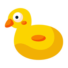 Kids swimming ring yellow rubber duck icon.