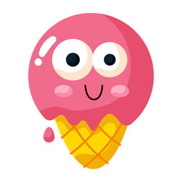 Cute cartoon icecreams with funny face