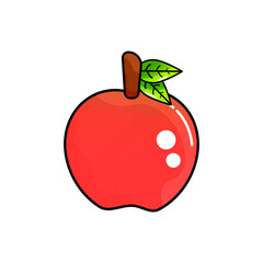 realistic shiny apple fruit vectordesign with cute and cartoon style