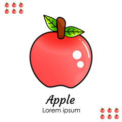 realistic shiny apple fruit vectordesign with cute and cartoon style