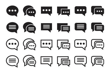 Chat black icon set. Talk, speak, communication, speech vector illustration	