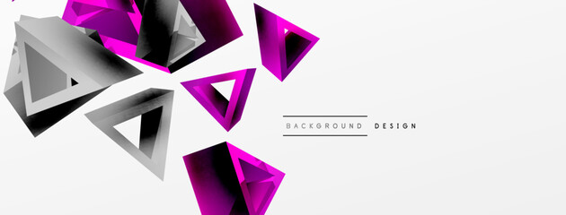 3d triangle abstract background. Basic shape technology or business concept composition. Trendy techno business template for wallpaper, banner, background or landing