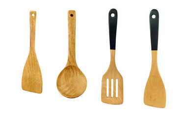 Ladle, turner, kitchen utensils isolated on white