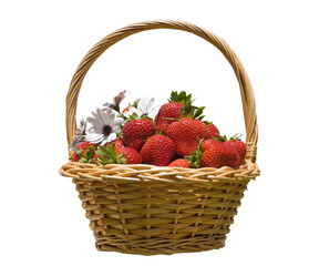 Fototapeta na wymiar Basket with fresh strawberries