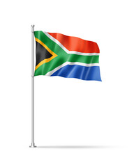South African flag isolated on white