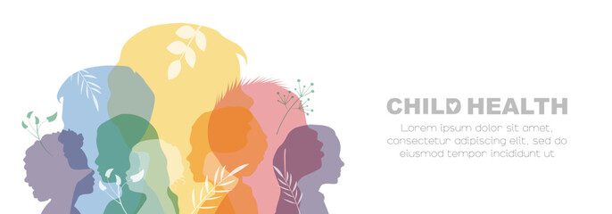 Child Health banner. Card with place for text. - obrazy, fototapety, plakaty