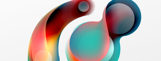 Fluid abstract background. Liquid color gradients composition. Round shapes and circle flowing design for wallpaper, banner, background or landing