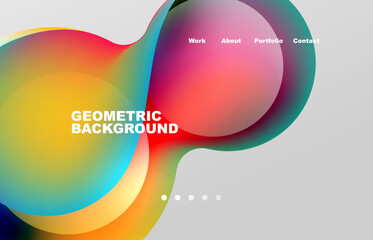 Landing page abstract liquid background. Flowing shapes, round design and circle. Web page for website or mobile app wallpaper