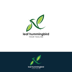 modern leaf-winged hummingbird logo