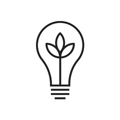 Fototapeta na wymiar Eco energy vector icon. Light bulb with plant glyph icon. Isolated on white background. vector illustration