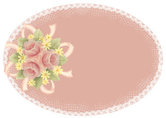 メッセージカード用　かわいいピンクのバラの花束⑩