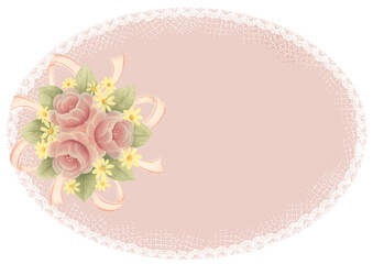 メッセージカード用　かわいいピンクのバラの花束⑪