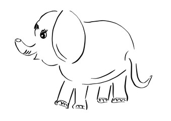 Cute funny elephant in cartoon style. Doodle.
