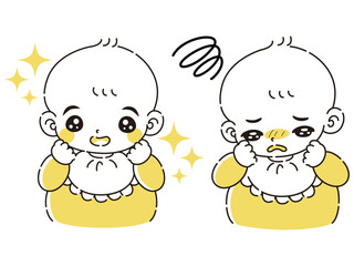 ときめきの表情と困っている表情の赤ちゃん　イラストセット