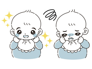 ときめきの表情と困っている表情の赤ちゃん　イラストセット