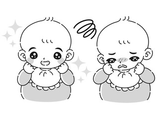 ときめきの表情と困っている表情の赤ちゃん　イラストセット