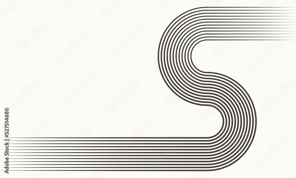 Poster black and white abstract background with lines as letter s.