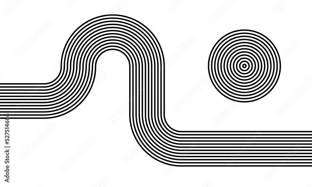 Poster Striped vector background with black parallel lines on white background.
