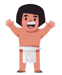 Olmec aztec brazilian amazon tribe happy child wearing ethnic indigenous costume