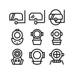 diving helmet icon or logo isolated sign symbol vector illustration - high quality black style vector icons
