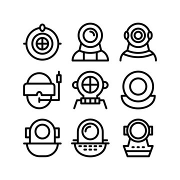 diving helmet icon or logo isolated sign symbol vector illustration - high quality black style vector icons

