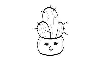Cute Hand Drawn Cactus. Cactus Succulent flower
pot.