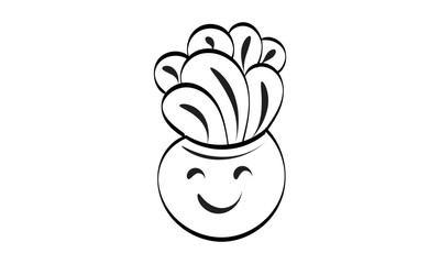 Cute Hand Drawn Cactus. Cactus Succulent flower
pot.