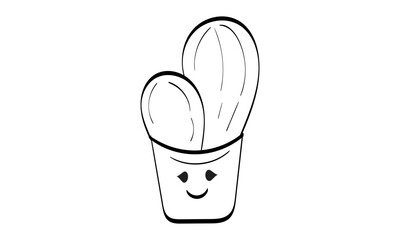 Cute Hand Drawn Cactus. Cactus Succulent flower
pot.