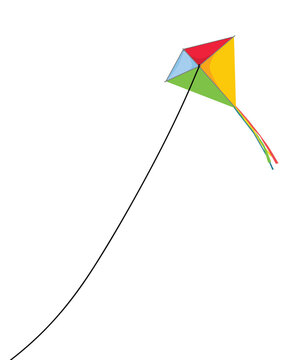 Flying A Kite Isolated On White Background