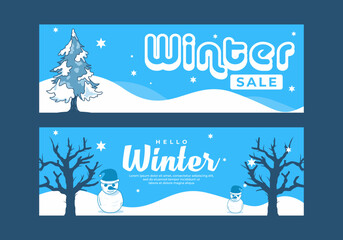 Blue color of winter event banner design