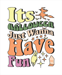 Groovy style Halloween typography t-shirt design, vintage typography t-shirt design, retro Halloween t-shirt design, groovy t-shirt design.