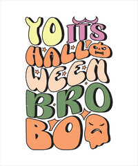 Groovy style Halloween typography t-shirt design, vintage typography t-shirt design, retro Halloween t-shirt design, groovy t-shirt design.